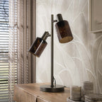 Table lamp Sepiora sienna brown - 2-light, 56 cm high