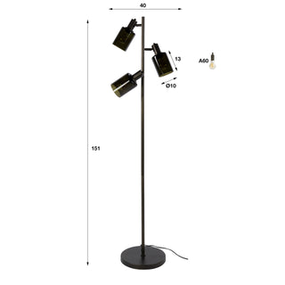 Vloerlamp Sepiora sienna bruin - 3-lichts, 151 cm hoog
