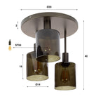 Ceiling lamp Sepiora sienna brown - 3-light, diameter 35 cm