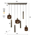 Suspension Bronza brun sienna - 4+3 lumières, largeur 105 cm
