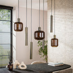 Suspension Bronza brun sienna - 4+3 lumières, largeur 105 cm
