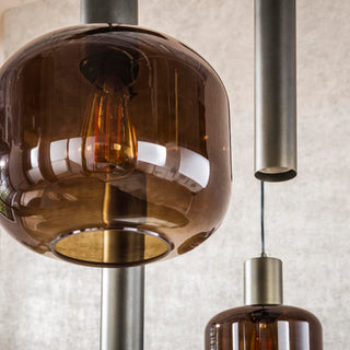 Suspension Bronza brun sienna - 4+3 lumières, largeur 105 cm