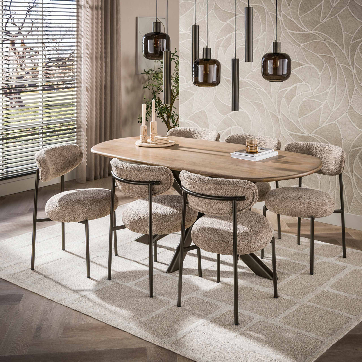 Pendant lamp Bronza sienna brown - 4+3-light, 105 cm wide