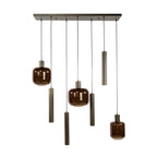 Suspension Bronza brun sienna - 4+3 lumières, largeur 105 cm