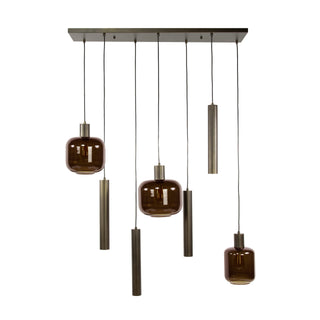 Suspension Bronza brun sienna - 4+3 lumières, largeur 105 cm