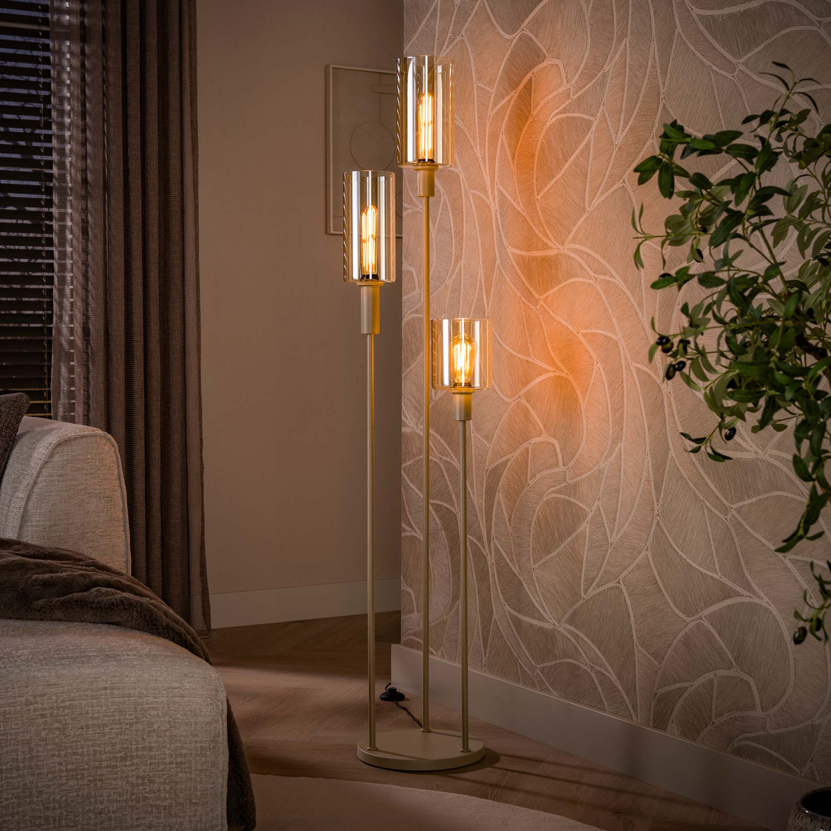 Floor lamp Sepiora beige - 3-light, 165 cm high