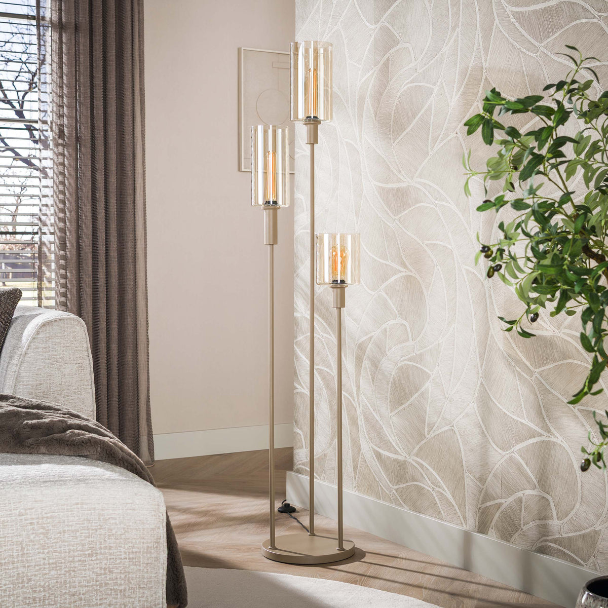 Floor lamp Sepiora beige - 3-light, 165 cm high