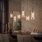 Suspension Sepiora beige - 6 lumières, largeur 118 cm