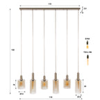 Suspension Sepiora beige - 6 lumières, largeur 118 cm