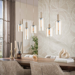 Suspension Sepiora beige - 6 lumières, largeur 118 cm