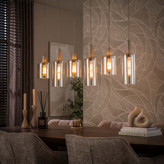 Suspension Sepiora beige - 6 lumières, largeur 118 cm