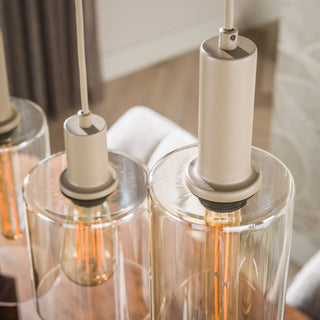 Suspension Sepiora beige - 6 lumières, largeur 118 cm