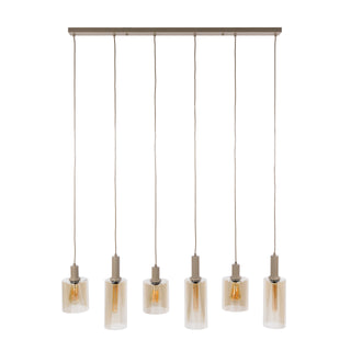 Suspension Sepiora beige - 6 lumières, largeur 118 cm
