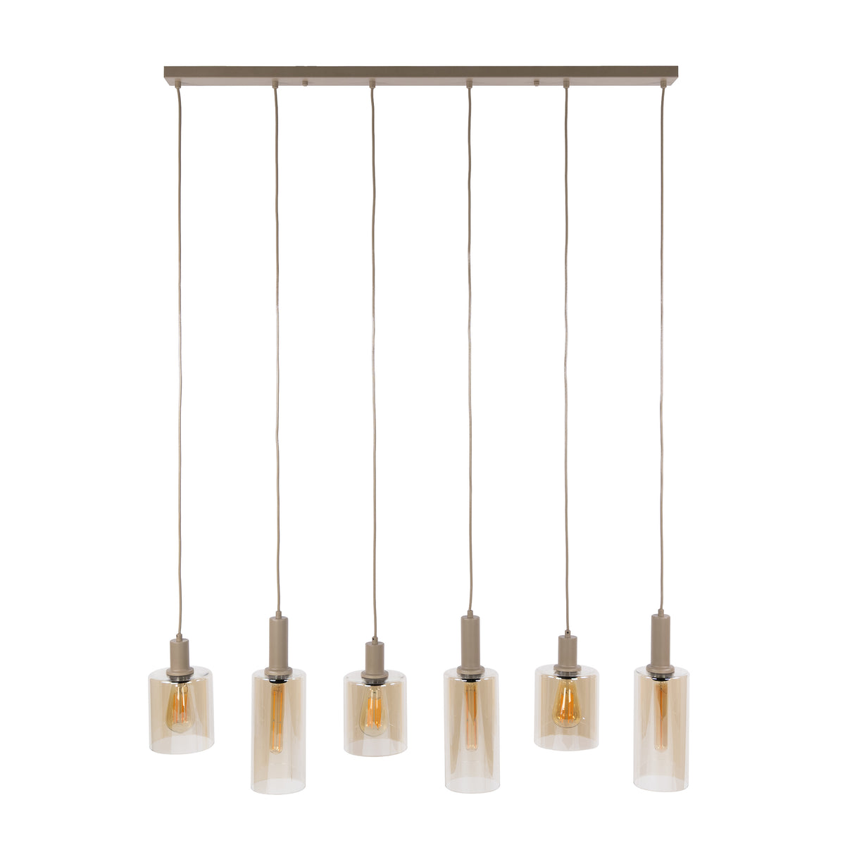 Suspension Sepiora beige - 6 lumières, largeur 118 cm