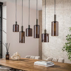 Pendant lamp Sepiora sienna brown - 6-light, 118 cm wide