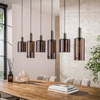 Pendant lamp Sepiora sienna brown - 6-light, 118 cm wide