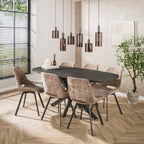 Pendant lamp Sepiora sienna brown - 6-light, 118 cm wide