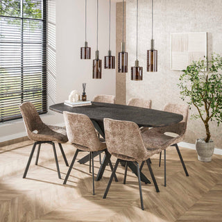 Pendant lamp Sepiora sienna brown - 6-light, 118 cm wide