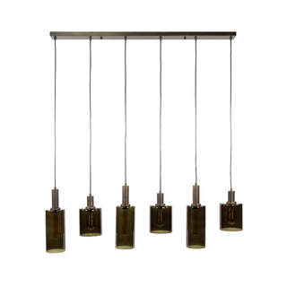 Pendant lamp Sepiora sienna brown - 6-light, 118 cm wide