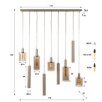 Hanglamp Sepiora beige - 5+4-lichts, 116 cm breed