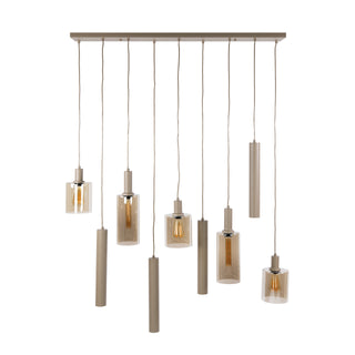 Hanglamp Sepiora beige - 5+4-lichts, 116 cm breed