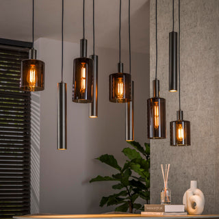 Hanglamp Sepiora sienna bruin - 5+4-lichts, 116 cm breed