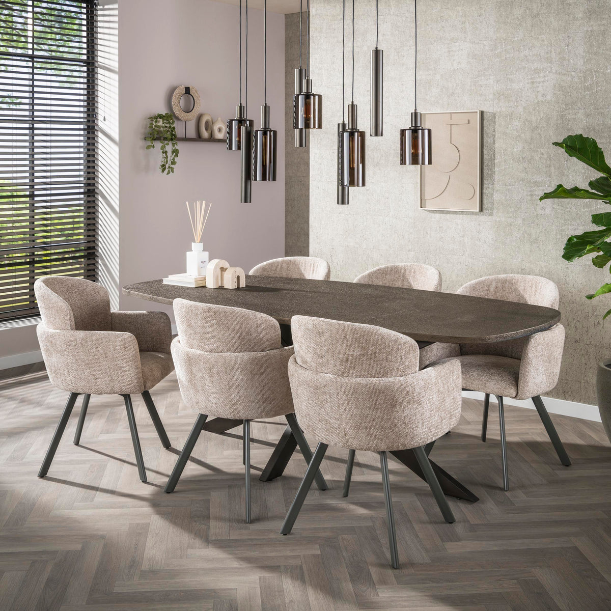 Hanglamp Sepiora sienna bruin - 5+4-lichts, 116 cm breed