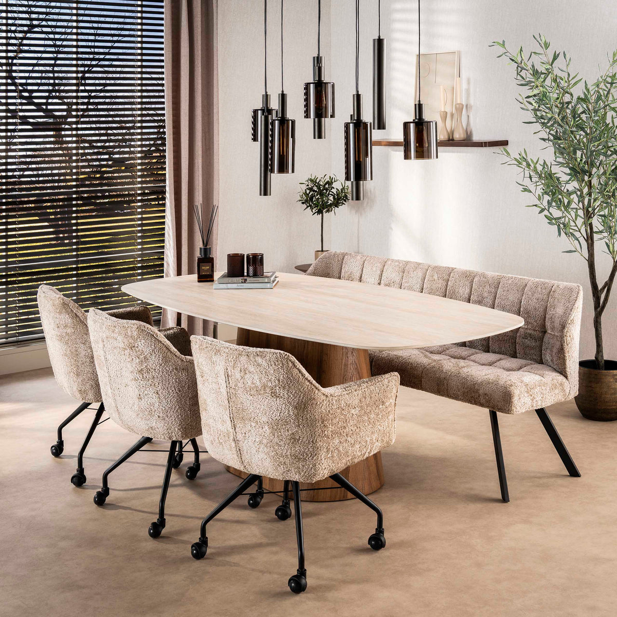 Hanglamp Sepiora sienna bruin - 5+4-lichts, 116 cm breed