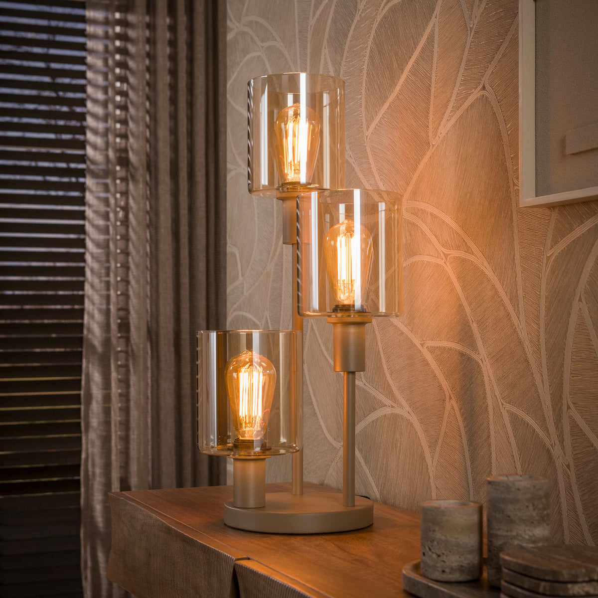 Table lamp Sepiora beige - 3-light, 61 cm high