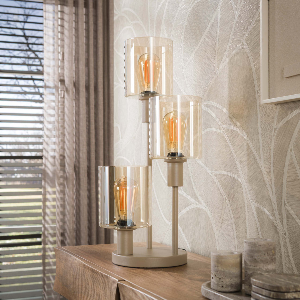 Table lamp Sepiora beige - 3-light, 61 cm high