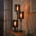 Lampe de table Sepiora brun sienna - 3 lumières, hauteur 61 cm