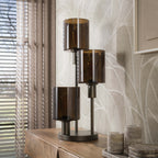 Lampe de table Sepiora brun sienna - 3 lumières, hauteur 61 cm