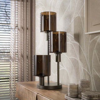 Lampe de table Sepiora brun sienna - 3 lumières, hauteur 61 cm