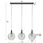 Pendant lamp Bubble Frosted frosted grey - 3-light, 110 cm wide