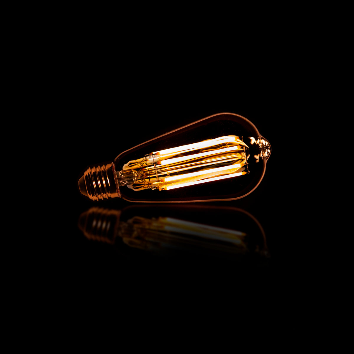 LED filament bulb ST64 drop - E27, amber glass, 2100K
