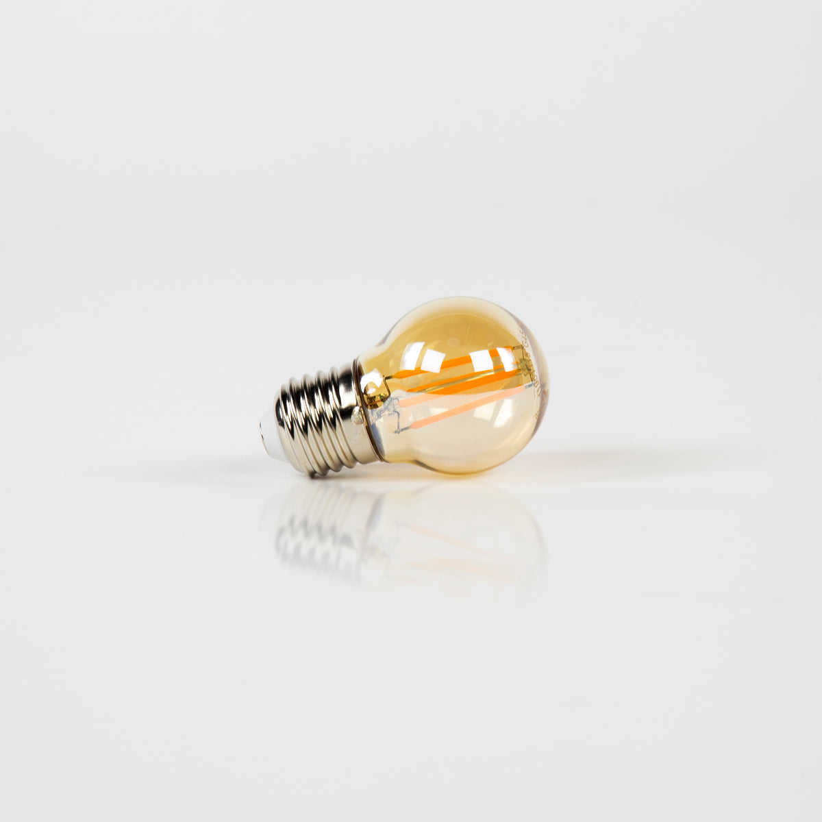 Ampoule LED à filament G45 globe diamètre 4,5 cm - E27, verre ambré, 2100K