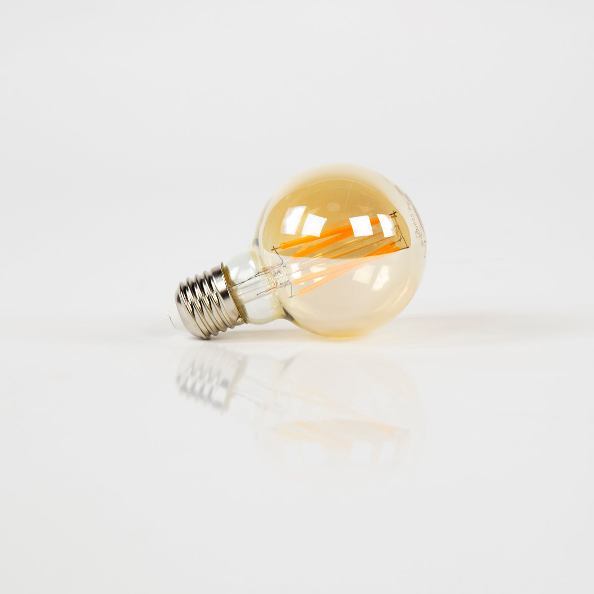 LED filament bulb G70 globe diameter 7 cm - amber glass