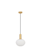 Suspension Allen / verre opale E27, doré