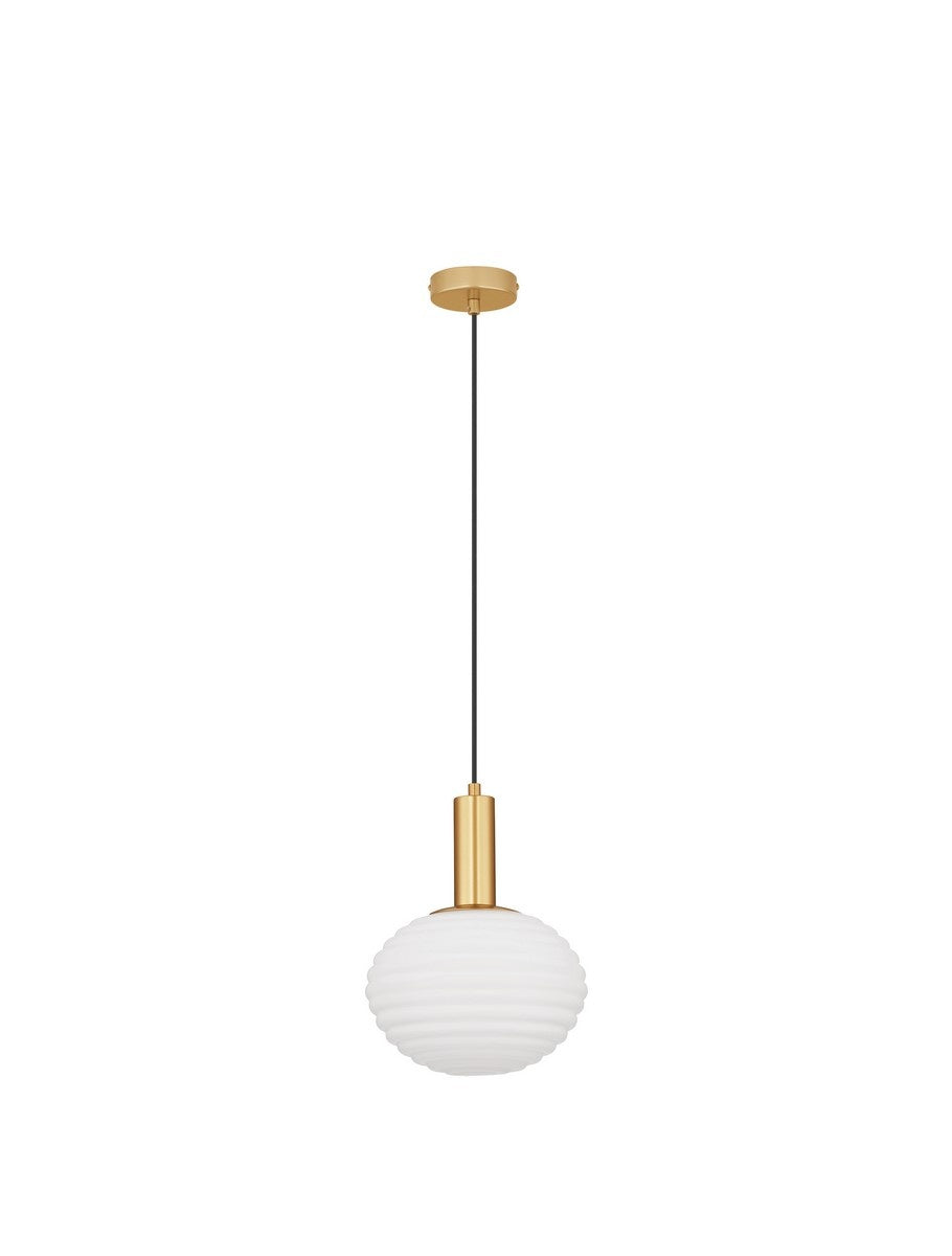 Suspension Allen / verre opale E27, doré