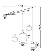 Hanglamp Cinzia Gerookt glas 9236540, zwart