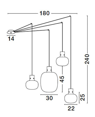 Hanglamp Cinzia Gerookt glas 9236540, zwart