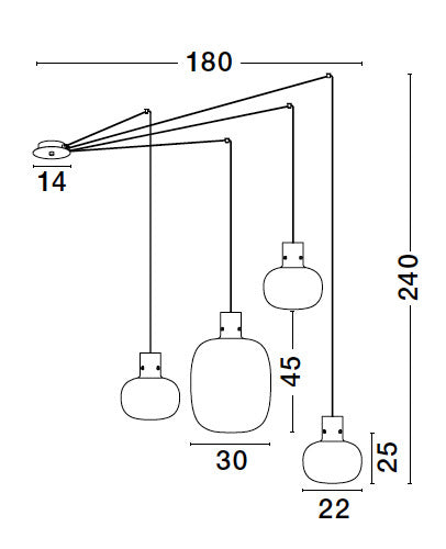 Hanglamp Cinzia Gerookt glas 9236540, zwart