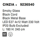 Hanglamp Cinzia Gerookt glas 9236540, zwart