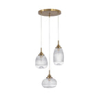 Suspension Mond / verre clair -3 x E14, doré