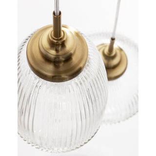 Suspension Mond / verre clair -3 x E14, doré
