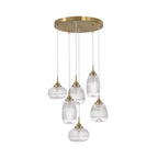 Suspension Mond / verre clair -5 x E14, doré
