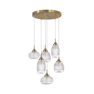 Suspension Mond / verre clair -5 x E14, doré