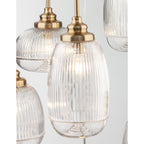 Suspension Mond / verre clair -5 x E14, doré
