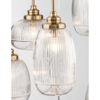 Suspension Mond / verre clair -5 x E14, doré