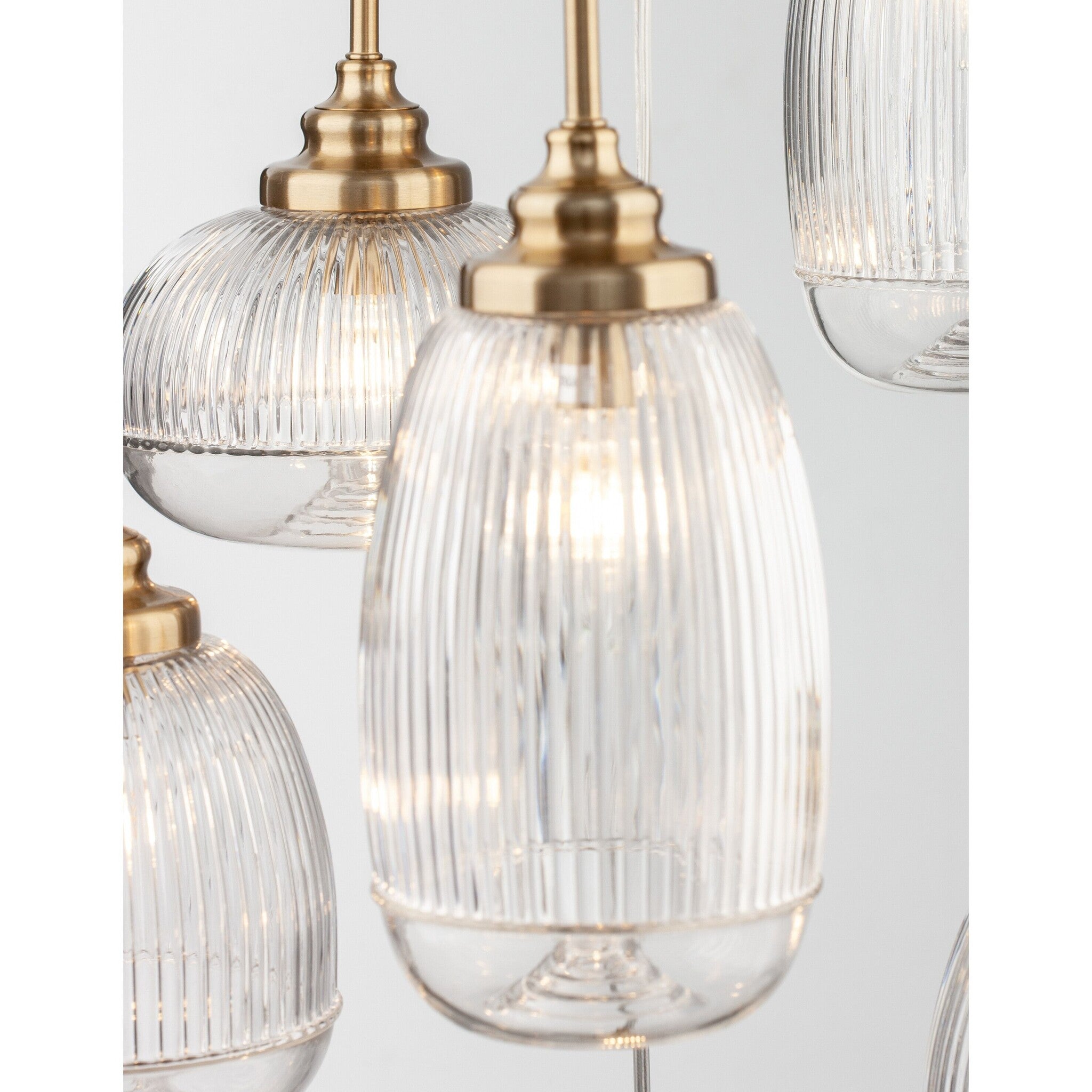 Suspension Mond / verre clair -5 x E14, doré